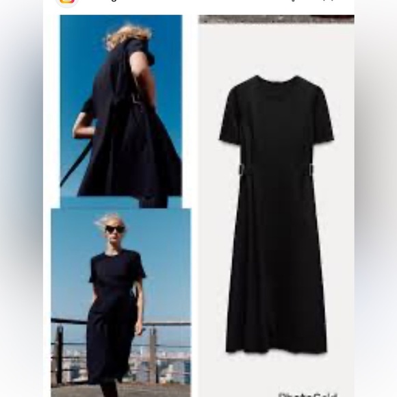 Zara Women's Lyocell Buttoned Midi Dress in Black Size XL 100% cotton NWT - Picture 1 of 16